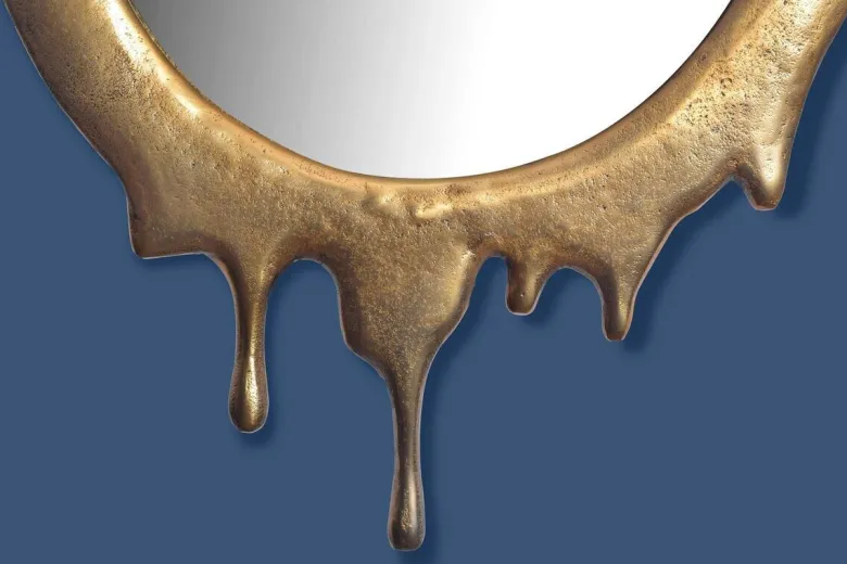 Wohnling Wandspiegel gold Metall B/H/T: ca. 50x71x3 cm