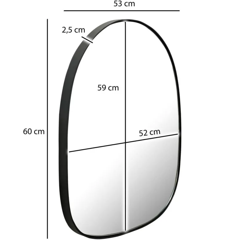 Wohnling Wandspiegel schwarz Metall B/H/T: ca. 53x60x2,5 cm