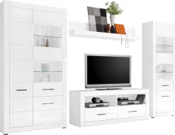 Wohnwand Bianco weiß weiß Hochglanz B/H/T: ca. 315x196x45 cm