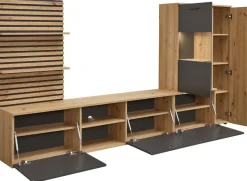 Wohnwand Heathrow Eiche Artisan Nachbildung anthrazit B/H/T: ca. 250x135x38 cm