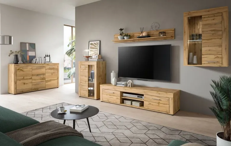 Wohnwand Jam Eiche Wotan Nachbildung B/H/T: ca. 310x169x35 cm