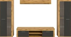 Wohnwand Jam Eiche Wotan Nachbildung grau B/H/T: ca. 310x159x35 cm