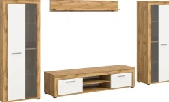 Wohnwand Jam Eiche Wotan Nachbildung weiß B/H/T: ca. 310x159x35 cm