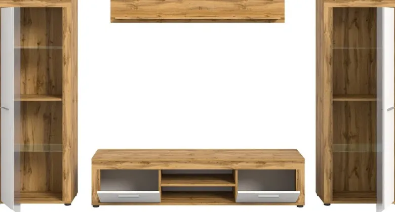 Wohnwand Jam Eiche Wotan Nachbildung weiß B/H/T: ca. 310x159x35 cm