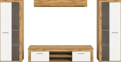 Wohnwand Jam Eiche Wotan Nachbildung weiß B/H/T: ca. 310x159x35 cm