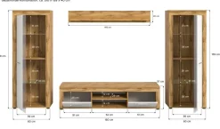 Wohnwand Jam Eiche Wotan Nachbildung weiß B/H/T: ca. 310x159x35 cm