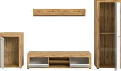 Wohnwand Jam Eiche Wotan Nachbildung weiß B/H/T: ca. 310x169x35 cm