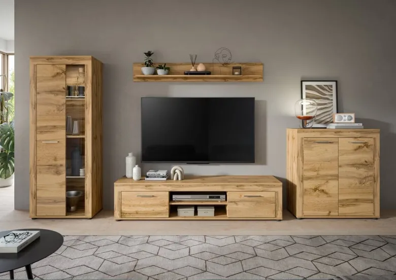 Wohnwand Jam Eiche Wotan Nachbildung B/H/T: ca. 330x159x35 cm