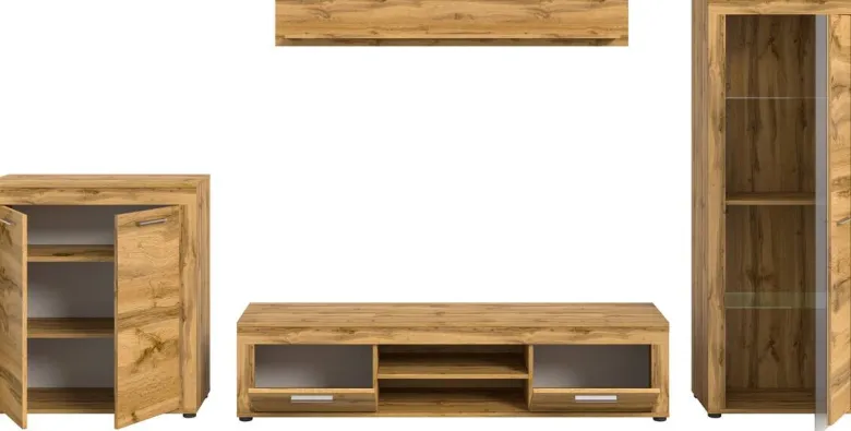 Wohnwand Jam Eiche Wotan Nachbildung B/H/T: ca. 330x159x35 cm