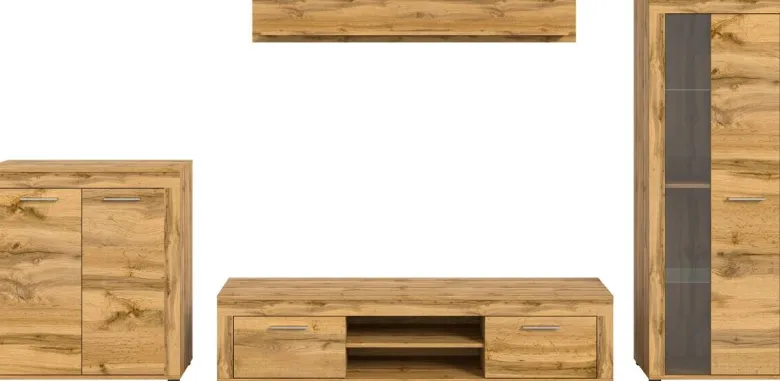 Wohnwand Jam Eiche Wotan Nachbildung B/H/T: ca. 330x159x35 cm