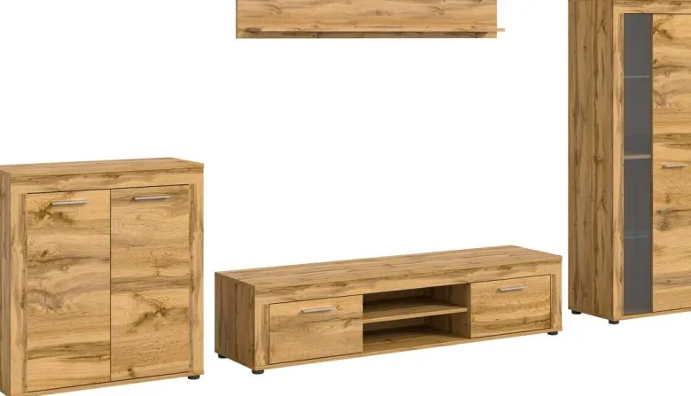 Wohnwand Jam Eiche Wotan Nachbildung B/H/T: ca. 330x159x35 cm