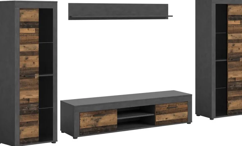 Wohnwand Jam Matera Nachbildung Old Wood Nachbildung B/H/T: ca. 159x310x35 cm