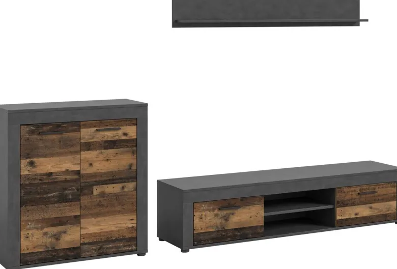 Wohnwand Jam Matera Nachbildung Old Wood Nachbildung B/H/T: ca. 159x255x35 cm
