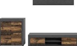 Wohnwand Jam Matera Nachbildung Old Wood Nachbildung B/H/T: ca. 159x255x35 cm