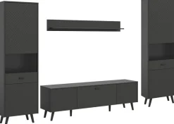 Wohnwand LINEA grau schwarz B/H/T: ca. 331x195x40 cm