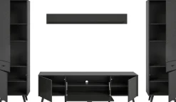 Wohnwand LINEA grau schwarz B/H/T: ca. 331x195x40 cm