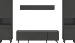 Wohnwand LINEA grau schwarz B/H/T: ca. 331x195x40 cm