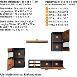 Wohnwand Mango Old Wood Nachbildung Matera Nachbildung B/H/T: ca. 246x182x37 cm