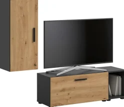 Wohnwand-Set TheOne Eiche Artisan Nachbildung anthrazit B/H/T: ca. 75x32x34 cm