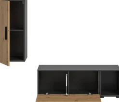 Wohnwand-Set TheOne Eiche Artisan Nachbildung anthrazit B/H/T: ca. 75x32x34 cm