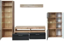 Wohnwand Sonate Eiche Nachbildung schwarz matt B/H/T: ca. 340x208x52 cm
