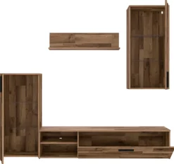 Wohnwand Stabeiche Nachbildung B/H/T: ca. 213x184x41 cm