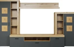Wohnwand Tyler Eiche Evoke Coast Nachbildung anthrazit B/H/T: ca. 331x206x50 cm