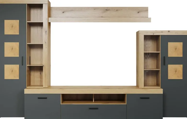Wohnwand Tyler Eiche Evoke Coast Nachbildung anthrazit B/H/T: ca. 331x206x50 cm