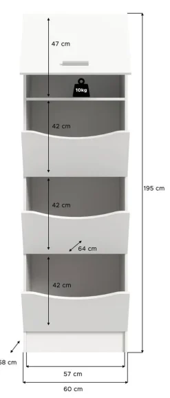 Wäscheschrank Free weiß B/H/T: ca. 60x196x68 cm