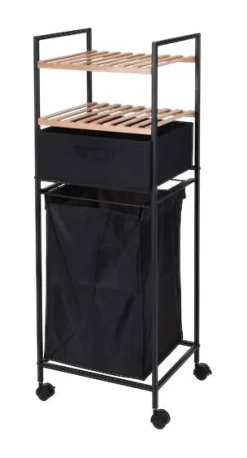 Wäschewagen schwarz Bambus B/H/T: ca. 38x105x33 cm