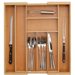 Zeller Besteckkasten ausziehbar natur Bambus B/H/L: ca. 35x6,5x43 cm