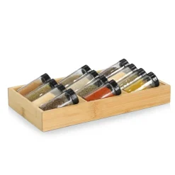 Zeller Gewürzeinsatz-Set schwarz Bambus B/H/L: ca. 20x9x38 cm