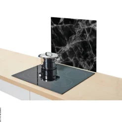 Zeller Herdblende-/Abdeckplatte Marmor schwarz Glas B/L: ca. 50x56 cm