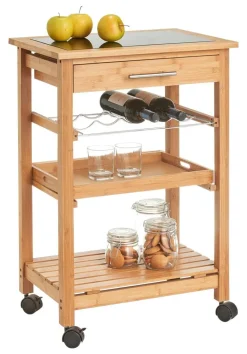 Zeller Küchenrollwagen braun Glas B/H/L: ca. 40x85x58 cm