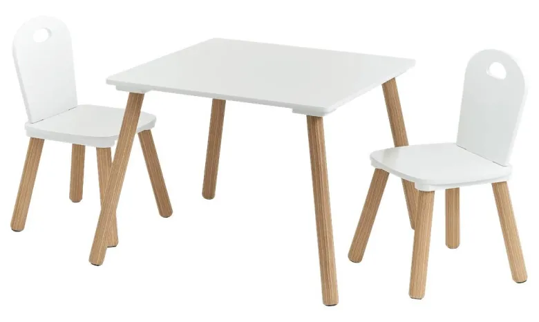 Zeller Kindertisch mit 2 Stühlen Scandi weiß Kiefer