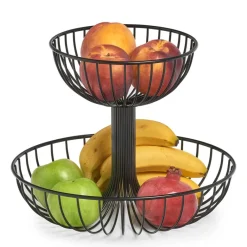 Zeller Obst-Etagere 2-lagig schwarz Metall B/H/L: ca. 32x25,8x32 cm