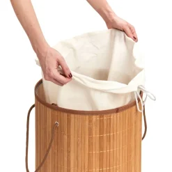 Zeller Wäschesammler natur Bambus B/H/L: ca. 35x60x35 cm