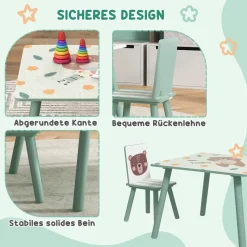 ZONEKIZ Kinder Sitzgruppe grün Kiefer B/H/L: ca. 60x44x60 cm